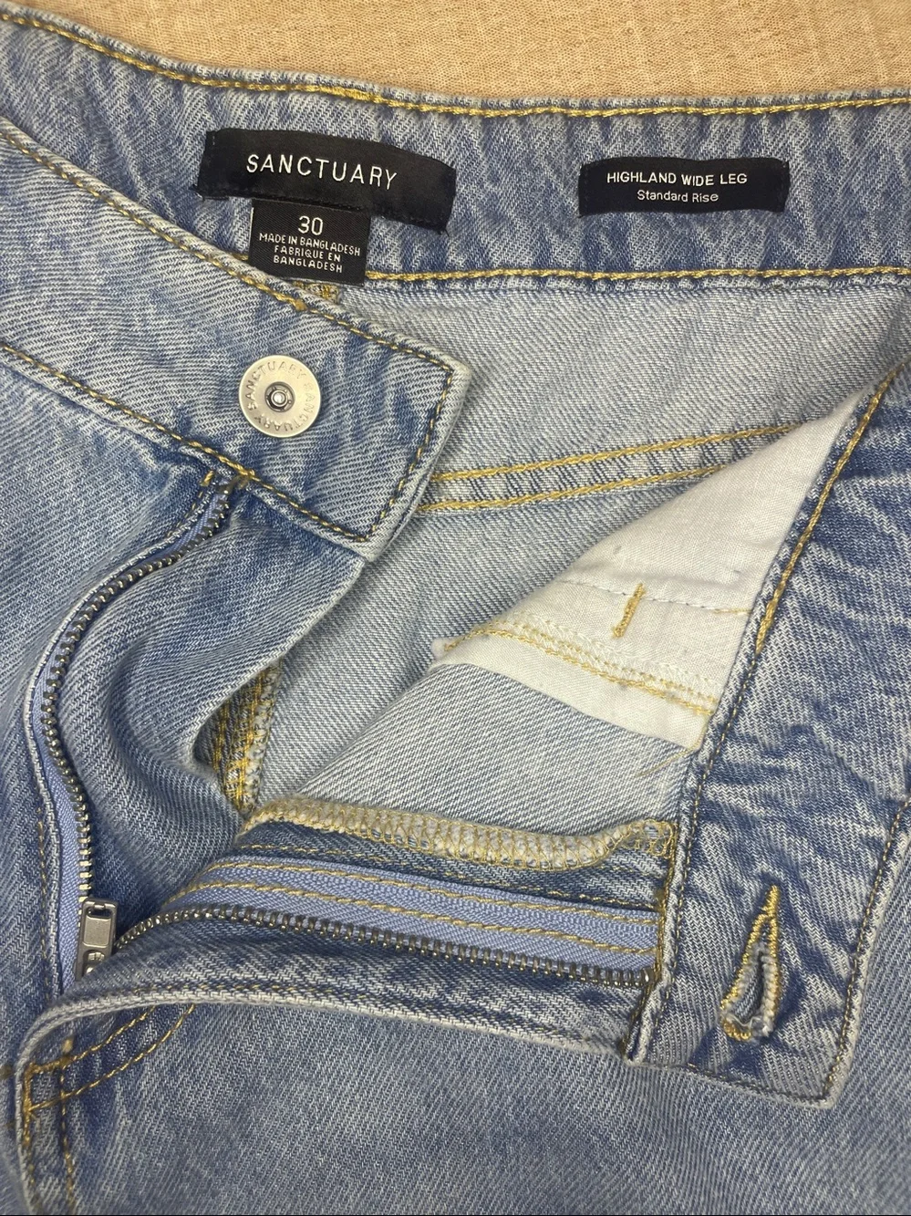 Sanctuary Highland Wide‎ Leg Denim 30 Sail Away Mid Rise Seam Detail NWT